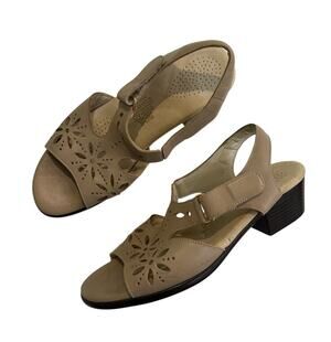SAS Sunburst Suntimer 7 M Slingback Open Toe Tan Leather Ankle Strap Sandals